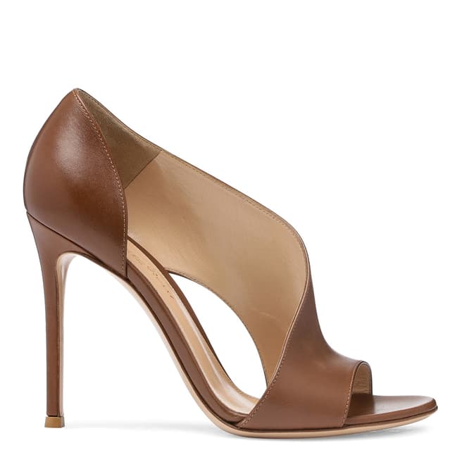Gianvito Rossi Brown Leather Peep Toe Sandals