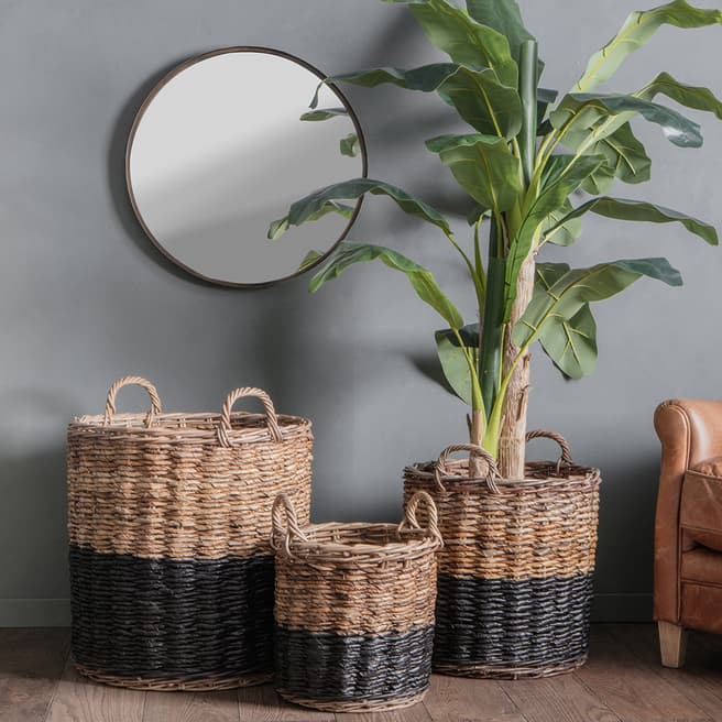 Gallery Living Set of 3 Black/Natural Baskets