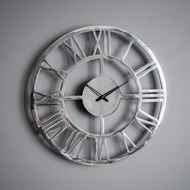 Gallery Living Polished Aluminium Pavia Large Wall Clock