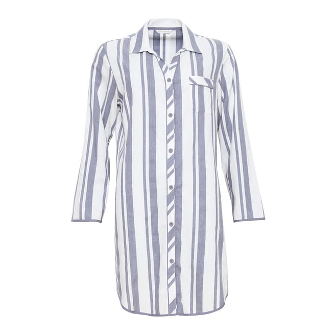Cyberjammies Grey / White Fifi Woven Long Sleeve Brushed Stripe Nightshirt