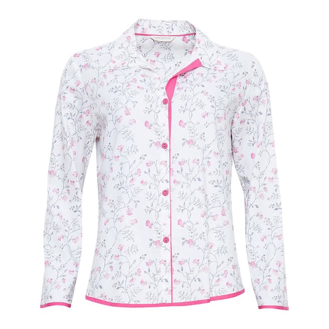 Cyberjammies White / Grey Erica Woven Long Sleeve Floral Print Pyjama Top