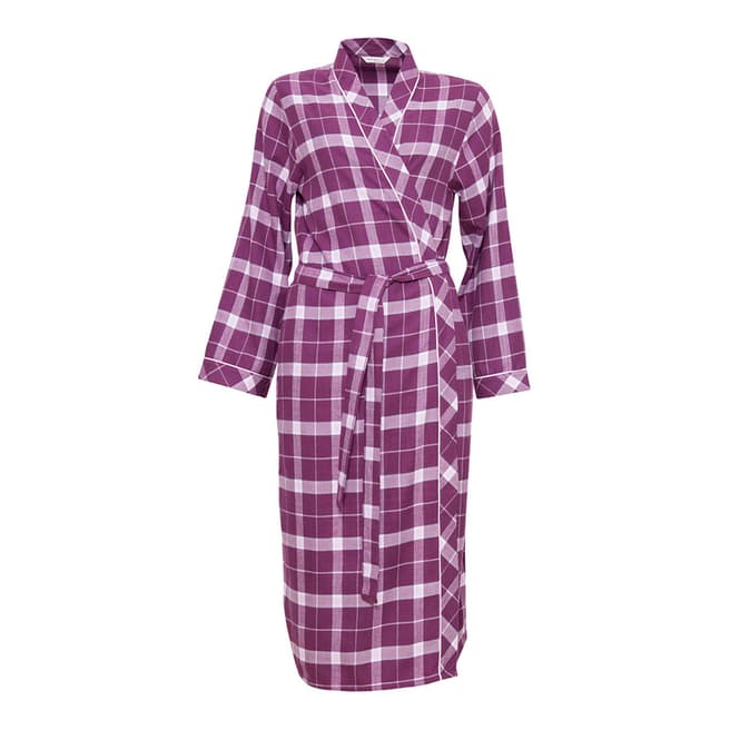 Cyberjammies Magenta Fiona Woven Long Sleeve Brushed Check Long Robe