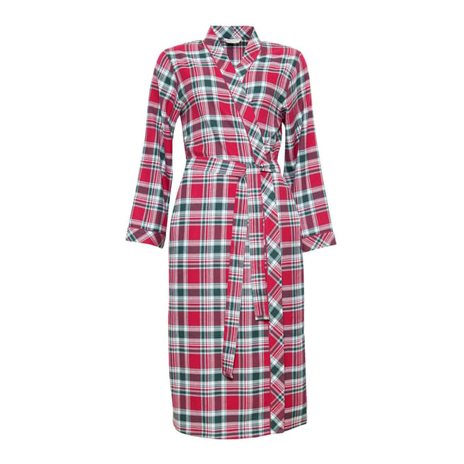 Cyberjammies Red Holly Woven Long Sleeve Brushed Check Long Robe
