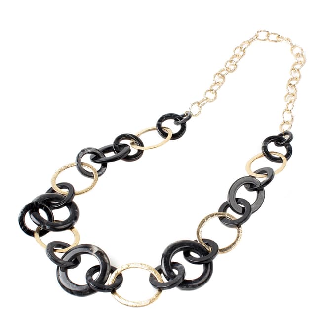 Amrita Singh Gold / Black Linked Hoop Resin Necklace
