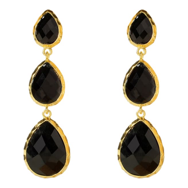 Amrita Singh Gold /Black 3 Teardrop Earrings