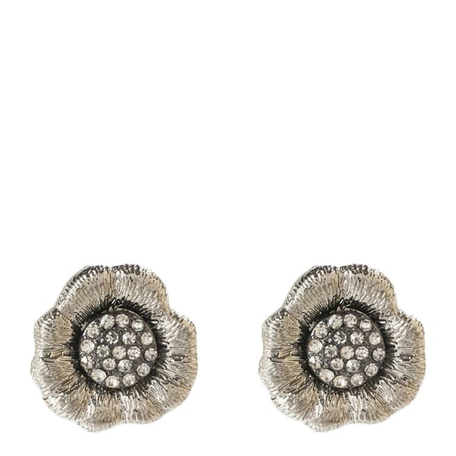 Amrita Singh Silver Plated Crystal Flower Earrings
