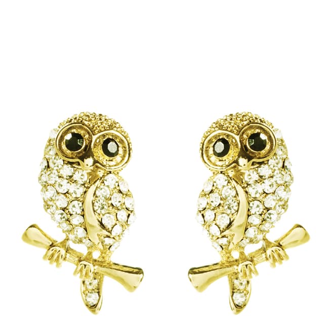 Amrita Singh Gold Baby Owl Crystal Stud Earrings