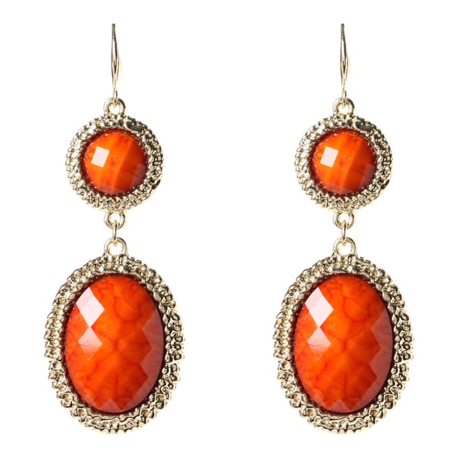Amrita Singh Gold / Coral Hammered Resin Stone Drop Earrings