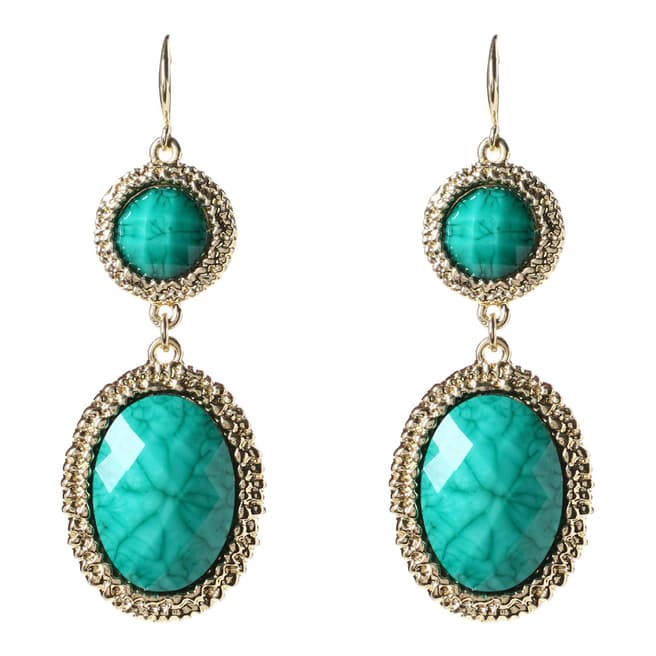 Amrita Singh Gold / Turquoise Hammered Resin Stone Drop Earrings