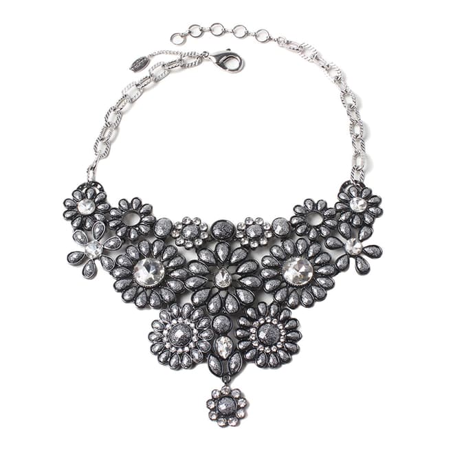 Amrita Singh Gunmetal / Silver Stone Bib Necklace