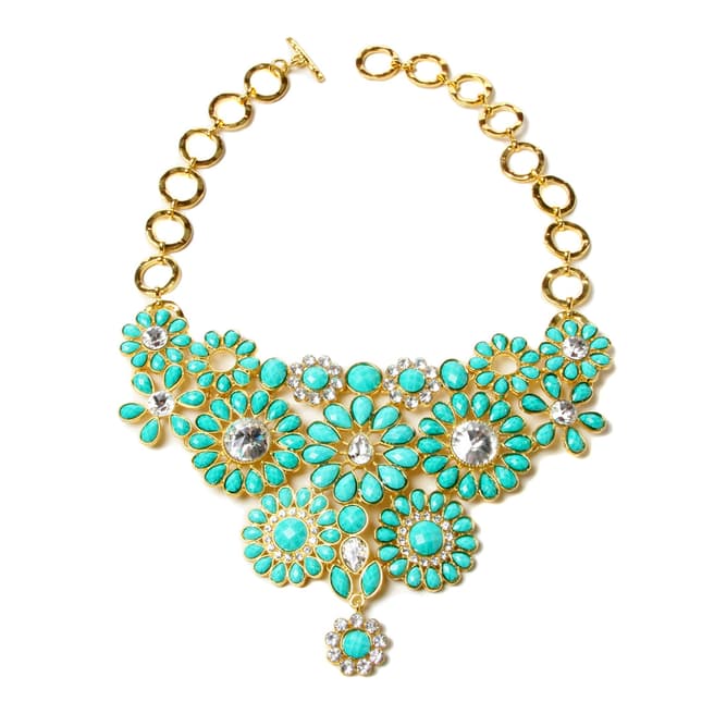 Amrita Singh Gold / Turquoise Stone Bib Necklace 