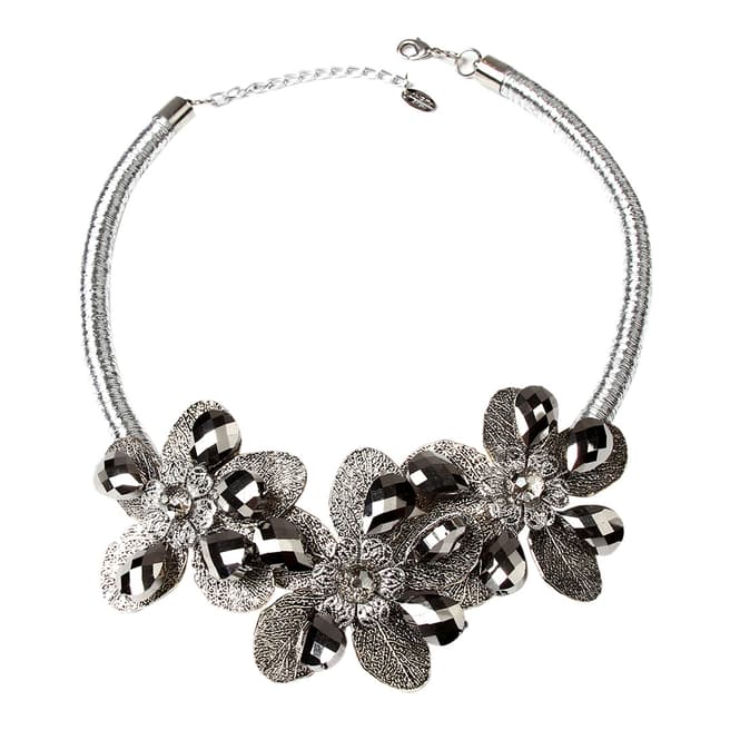 Amrita Singh Silver Floral Glass Beaded Necklace