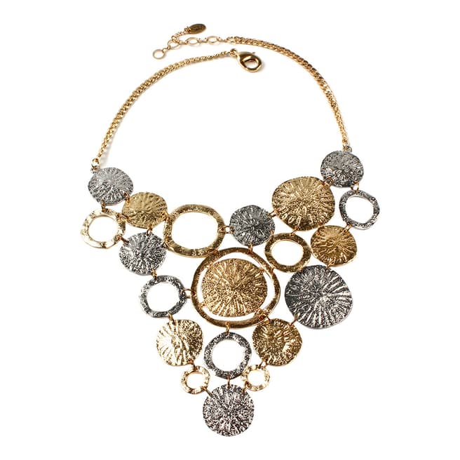 Amrita Singh Gold / Silver Two Toned Hammered Necklace
