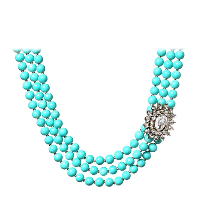 Amrita Singh Turquoise Three Strand Embellished Necklace