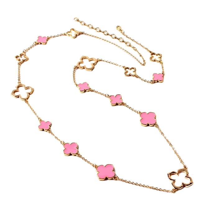Amrita Singh Gold / Pink Clover Enamel Necklace