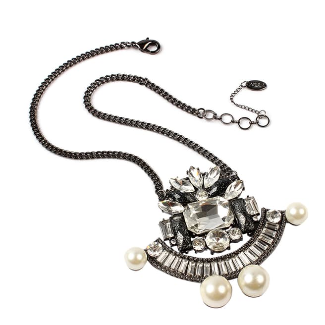 Amrita Singh Gunmetal Encrusted Pendant Necklace 