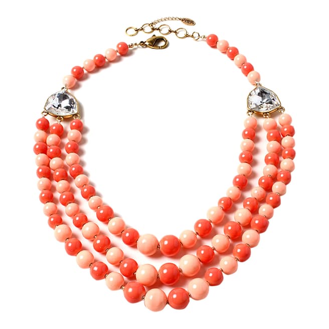 Amrita Singh Peach / Coral Multi-Strand Glass Beaded Necklace