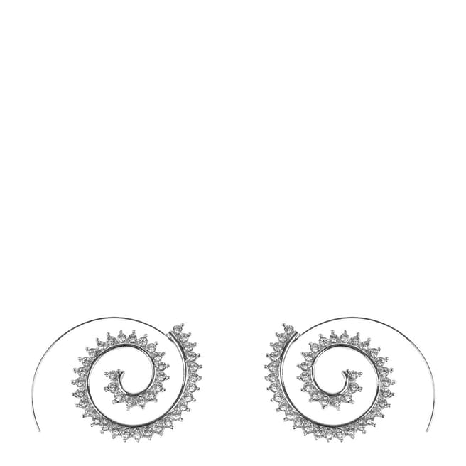 Amrita Singh Silver Hoop Swirl  Crystal Earrings