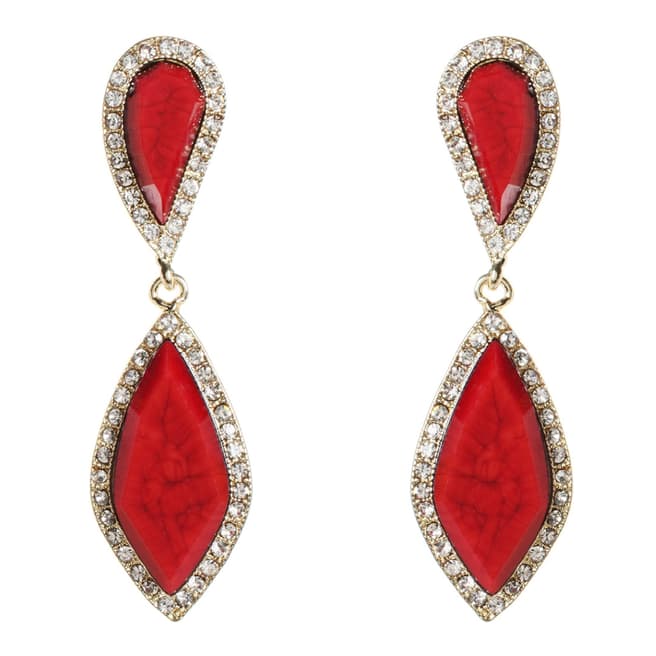 Amrita Singh Gold / Ruby Hampton Classic Two-Tier Drop Earrings
