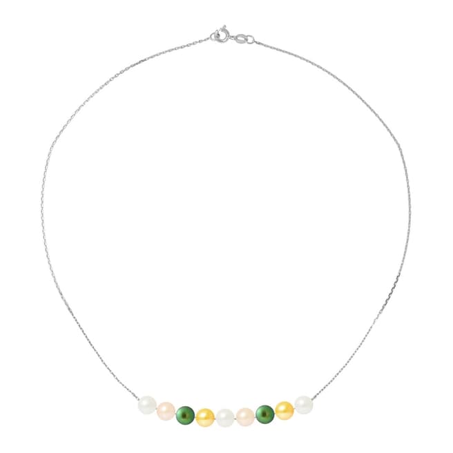 Just Pearl Green/Silver/White Pearl Necklace
