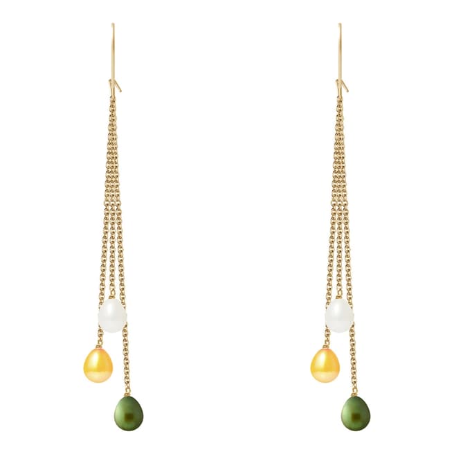 Just Pearl Yellow/Green Gold Pearl Earrings 6-7mm