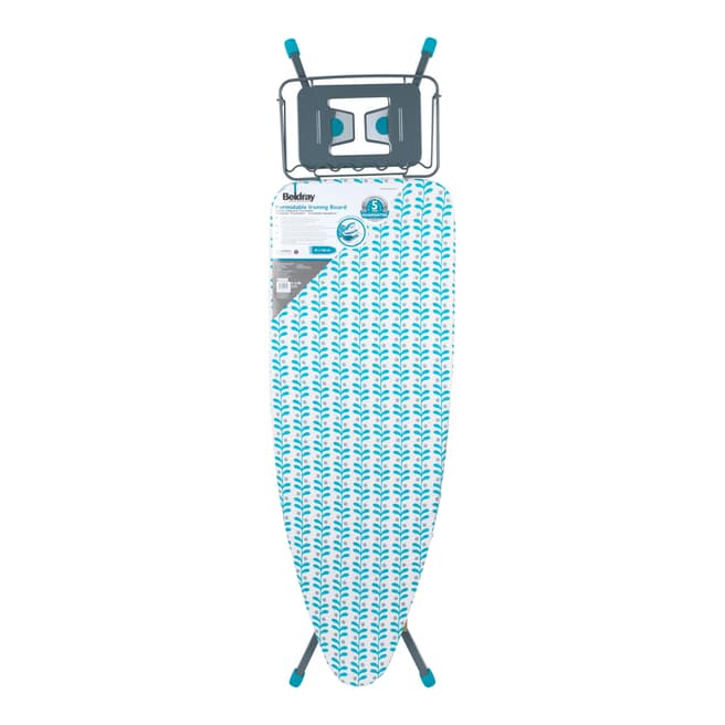 Beldray Laurel Print Teal Collapsible Ironing Board, 126cm