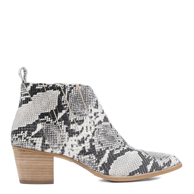 Laycuna London Snake Print Leather Spanish Ankle Boots
