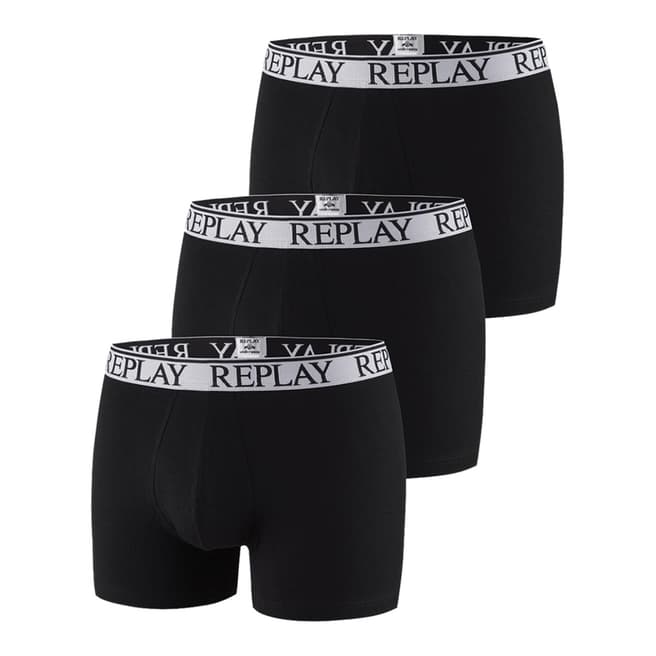 Replay Black 3 Pack Stretch Cotton Boxer Shorts