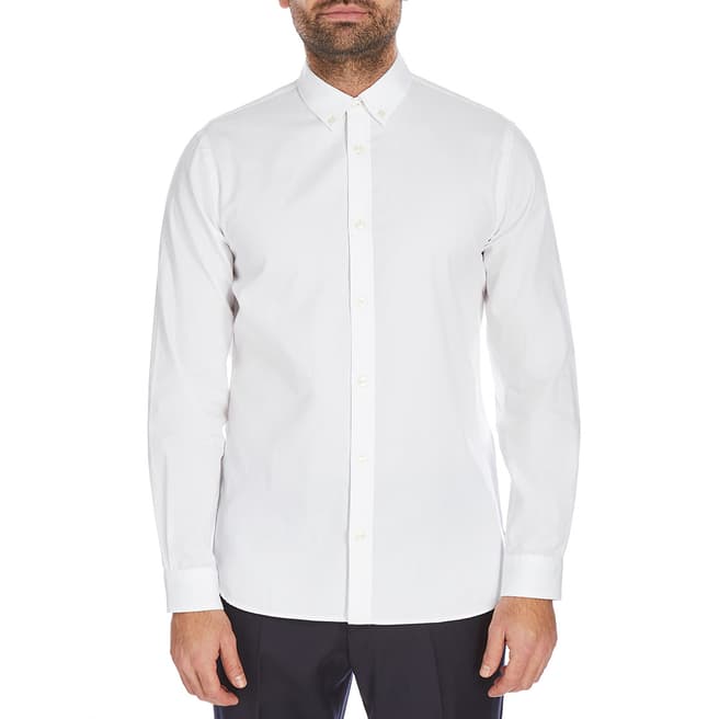 Jaeger White Printed Oxford Cotton Shirt