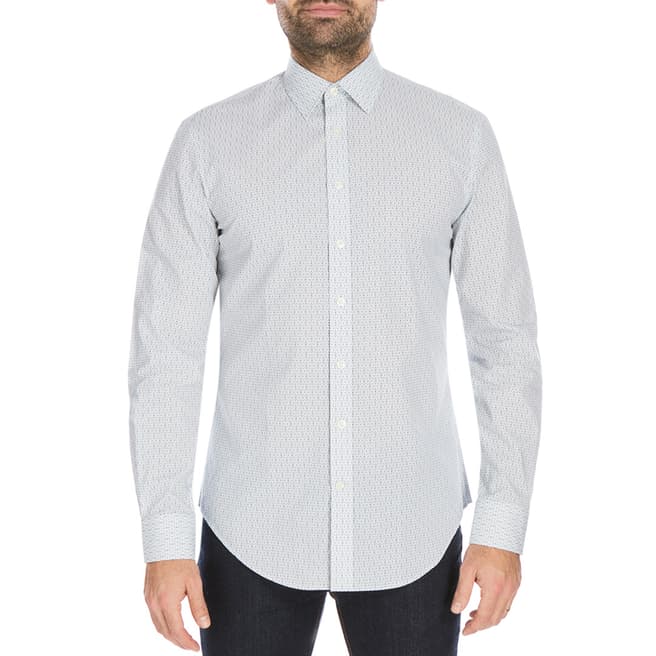 Jaeger White Slim Fit Cotton Print Shirt