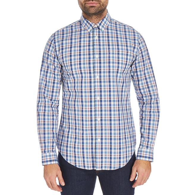 Jaeger Pink/Blue Casual Large Check Cotton Shirt
