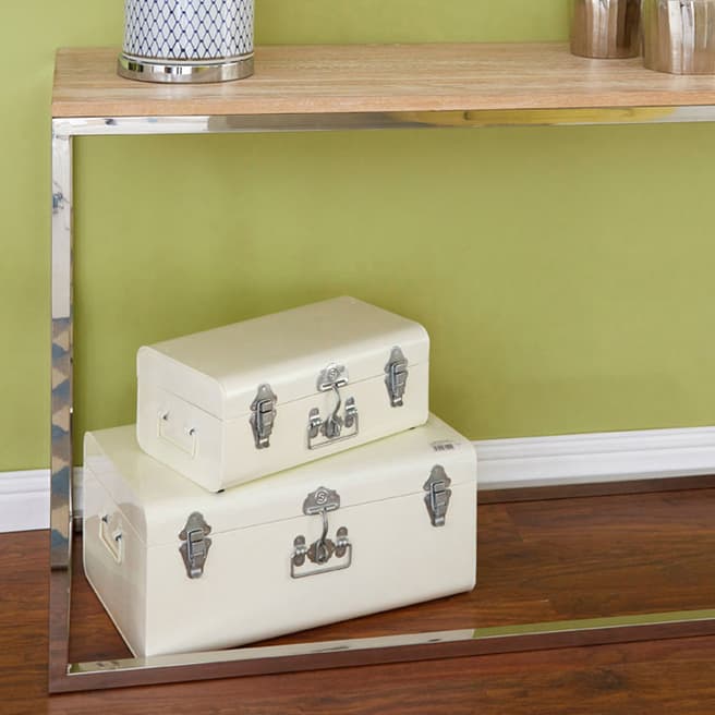 Fifty Five South Ivory Storage Trunks Set of 2
