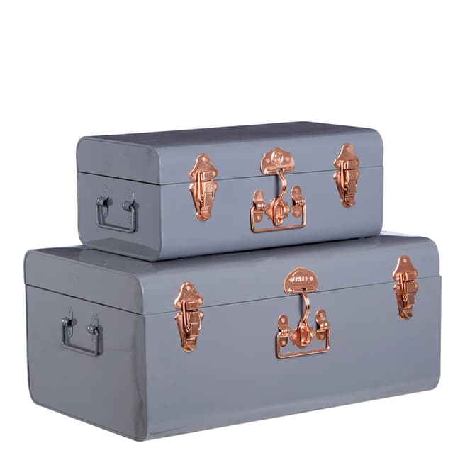 Fifty Five South Grey Storage Trunks Set of 2