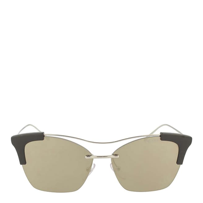 Prada Women's Silver / Brown Mirrored Prada Sunglasses 56mm