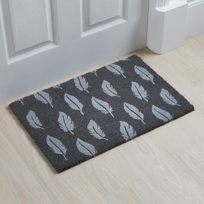 Artsy Doormats Grey Large Feathers Doormat