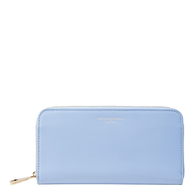 Aspinal of London Misty Blue Smooth Continental Clutch Purse