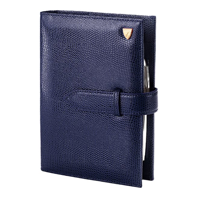 Aspinal of London Midnight Blue Lizard Compact Organiser Cover