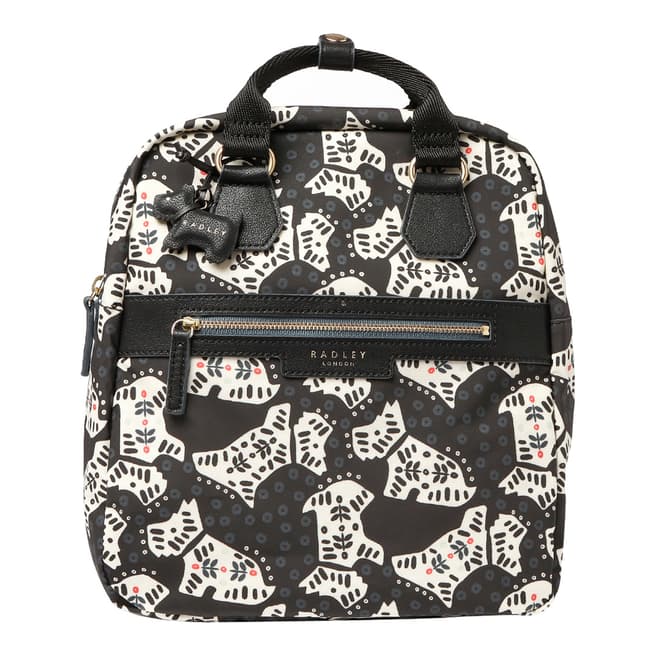 Radley Black Folk Dog Print Medium Backpack