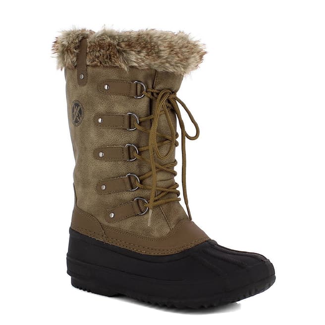 Kimberfeel Beige Aude Faux Fur Cuff Winter Boots