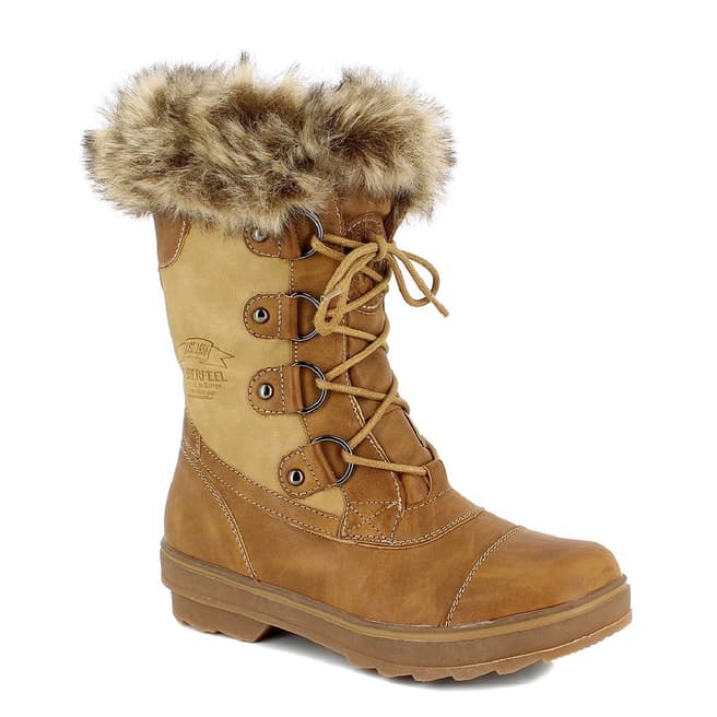 Kimberfeel Caramel Megeve Faux Fur Cuff Snow Boots