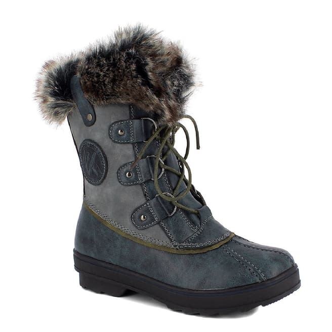 Kimberfeel Blue Chiara Faux Fur Cuff Snow Boots