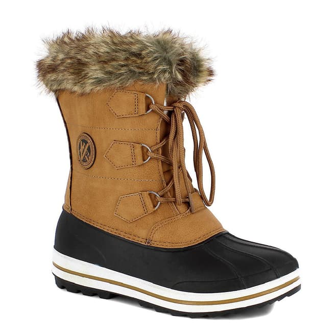 Kimberfeel Camel Elisa Faux Fur Cuff Snow Boots