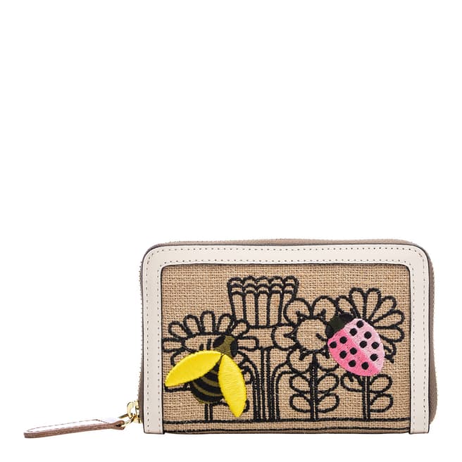 Orla Kiely Embroidery Basket Medium Zip Wallet