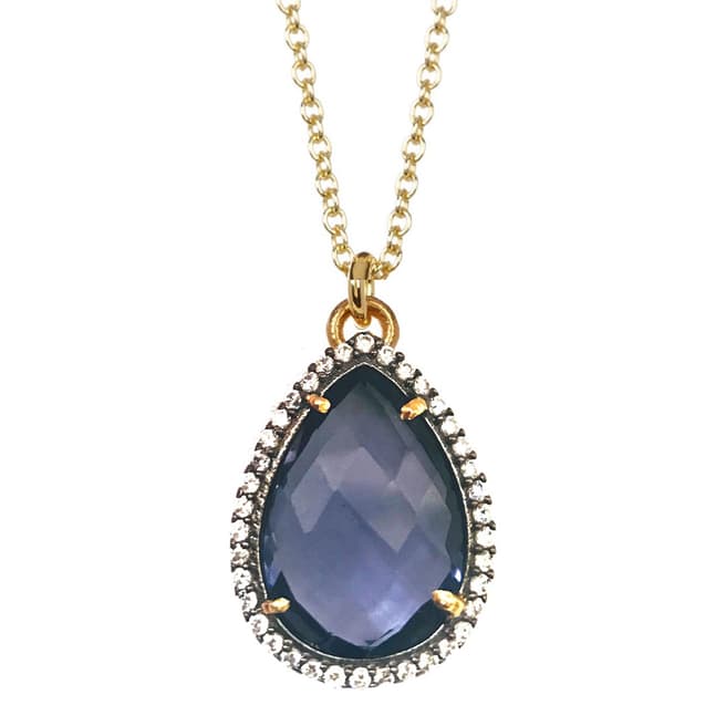 Liv Oliver Blue Quartz Pear Drop Necklace