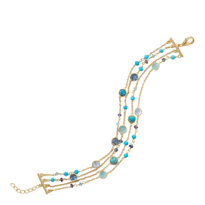 Liv Oliver Turquoise and Blue Topaz Gemstone Bracelet