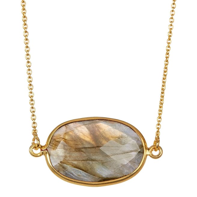 Liv Oliver Gold / Sea Labradorite Oval Necklace