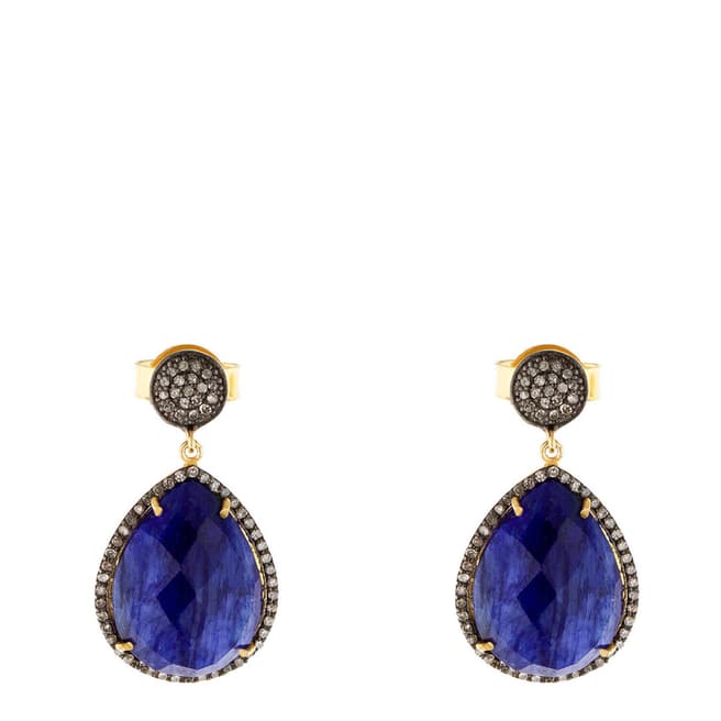 Liv Oliver 18k Gold Plated Sapphire Earrings