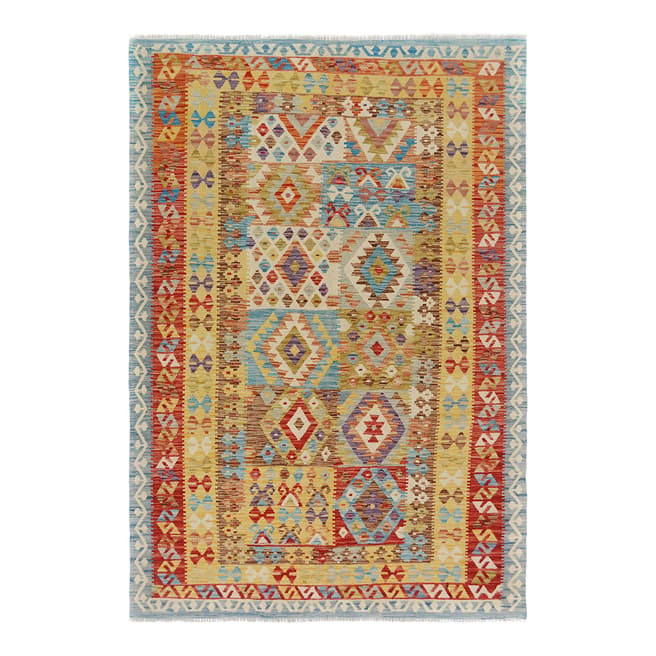 Limited Edition  Rustic Multicoloured Hand Knotted Rug, L253 x W165 cm