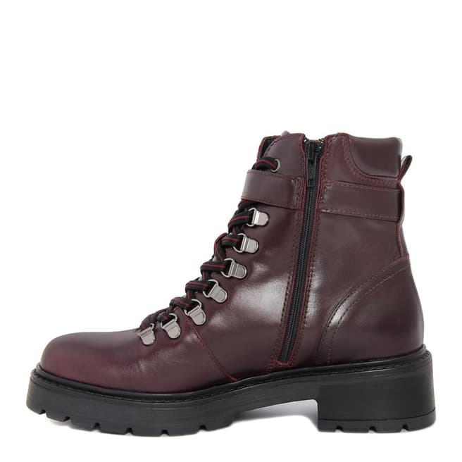 Gusto Burgundy Leather Jocker Chunky Heel Boots