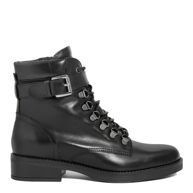 Gusto Black Leather Royal Lace Up Ankle Boots